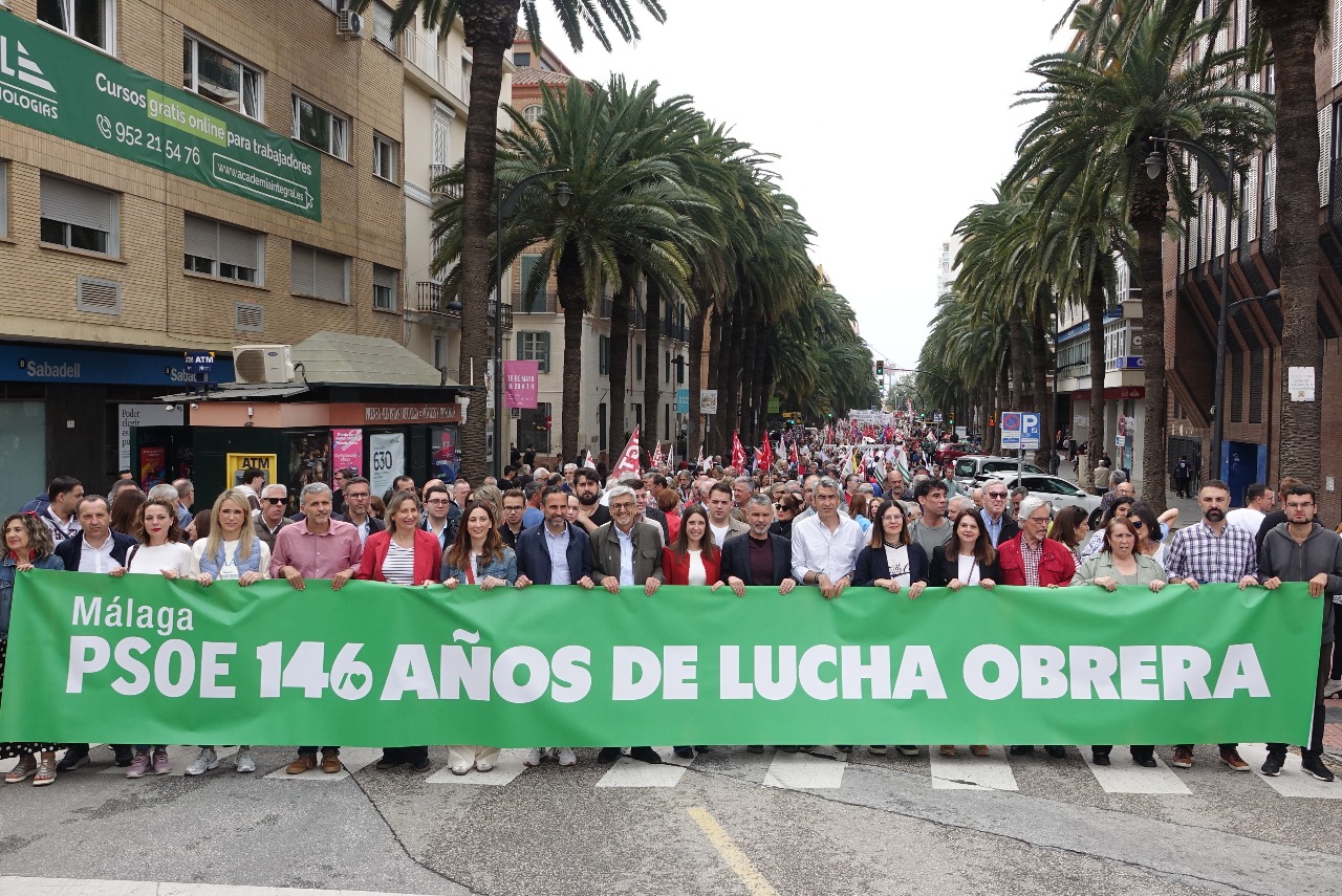 El PSOE reivindica en el Primero de Mayo de Málaga sus 146 años de lucha obrera
